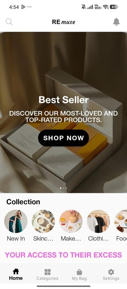 REmuse Shopify mobile shopping app