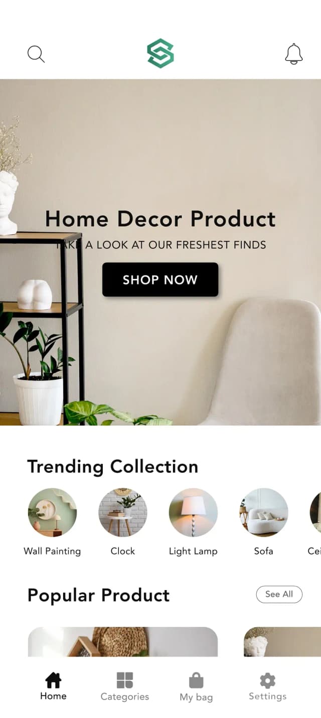 Styld mobile shopping app showing a sample Shopify storefront